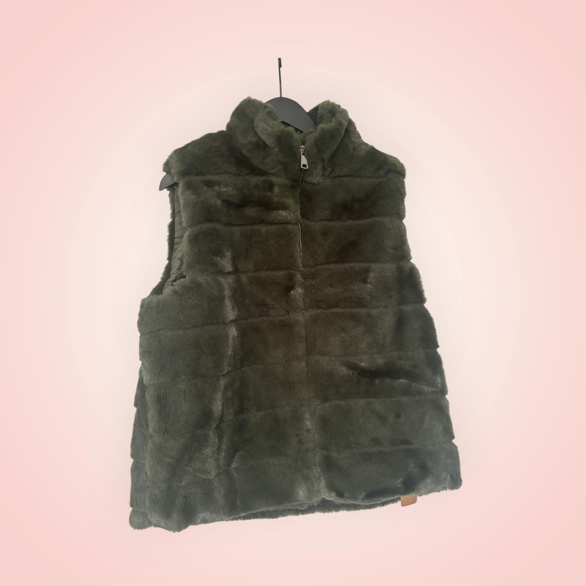 Bodywarmer faux fur - donkergroen