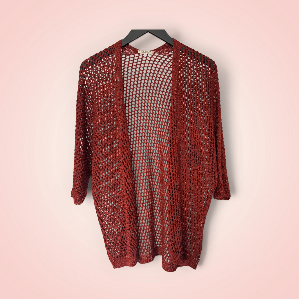 Cardigan gehaakt glitter - roest