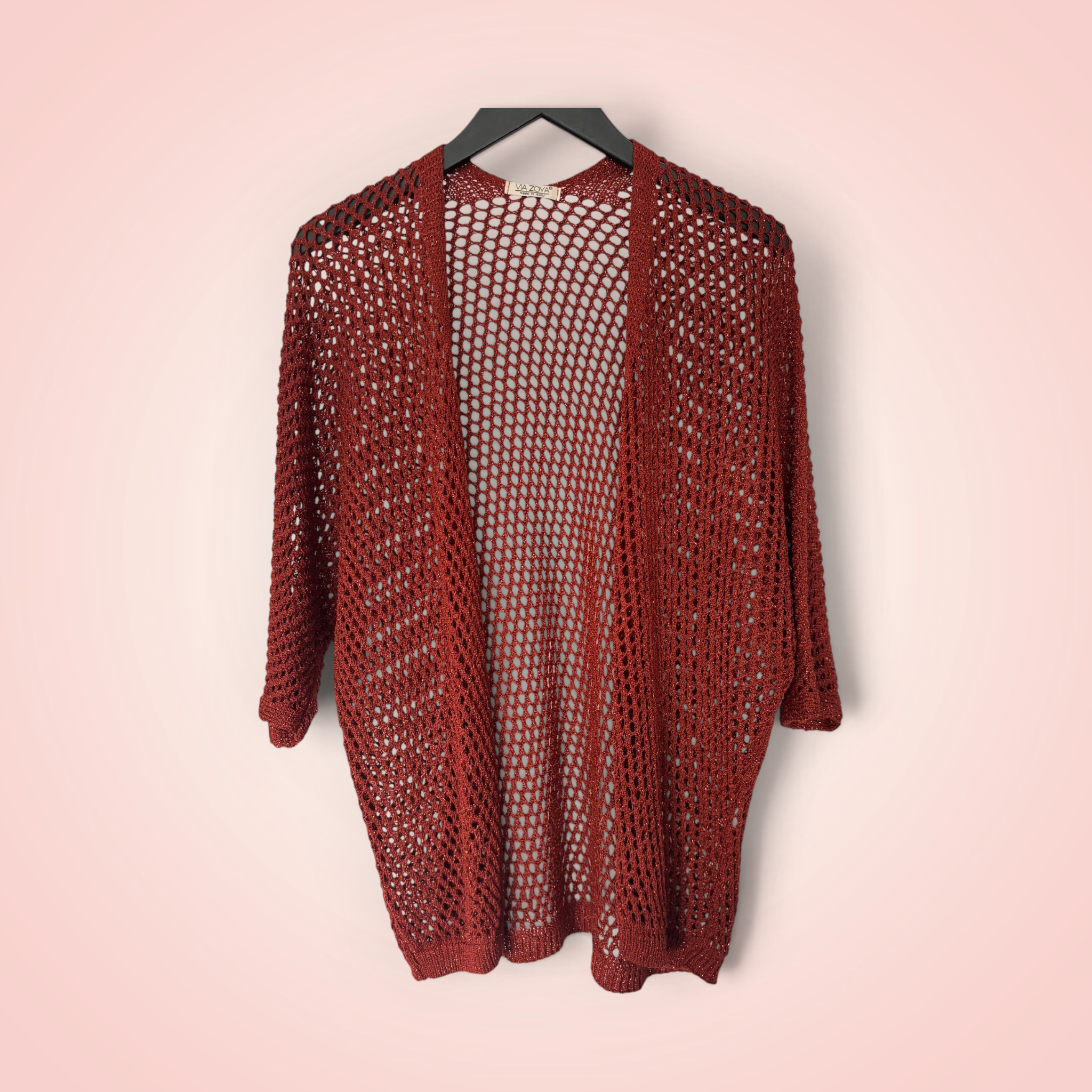 Cardigan gehaakt glitter - roest
