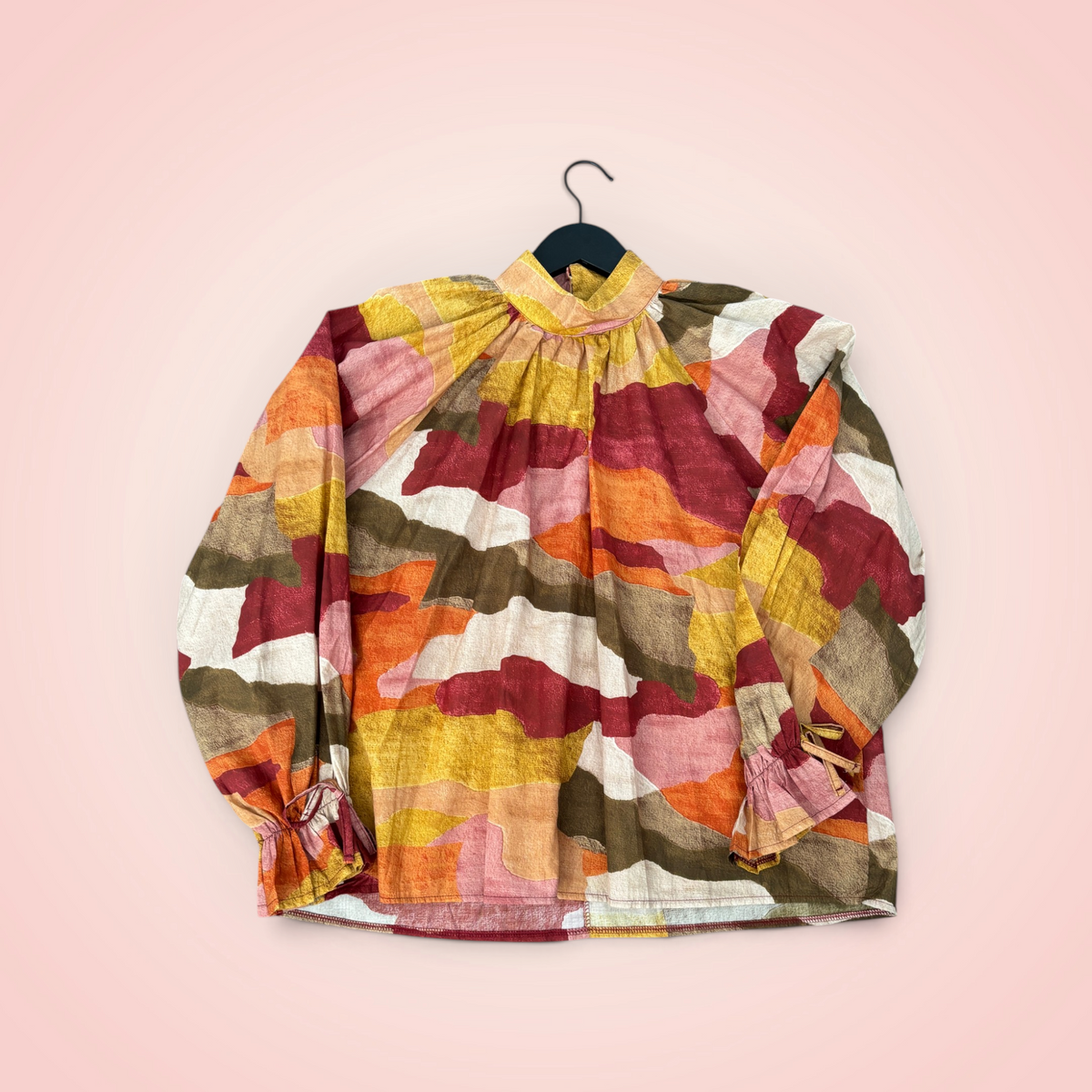 Bloesje lange mouw multicolor - roze