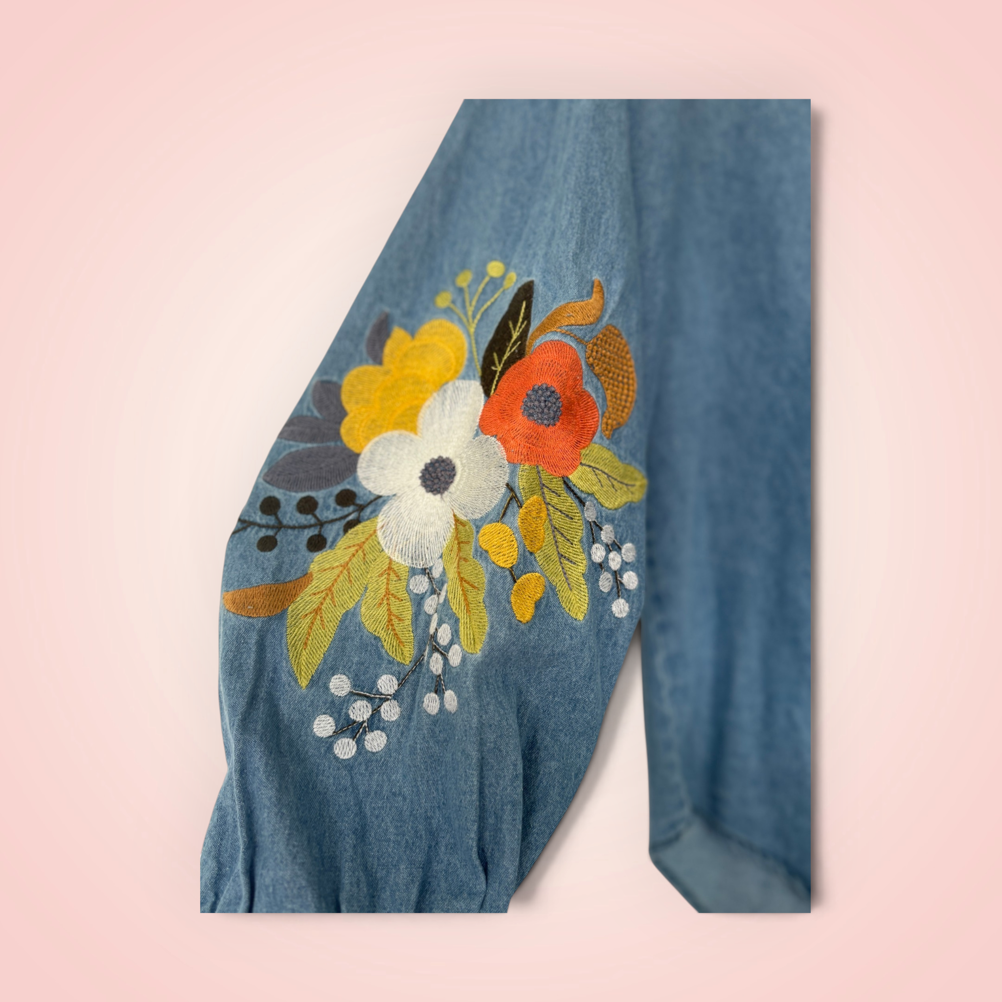 Hemd jeans lange mouwen met bloem