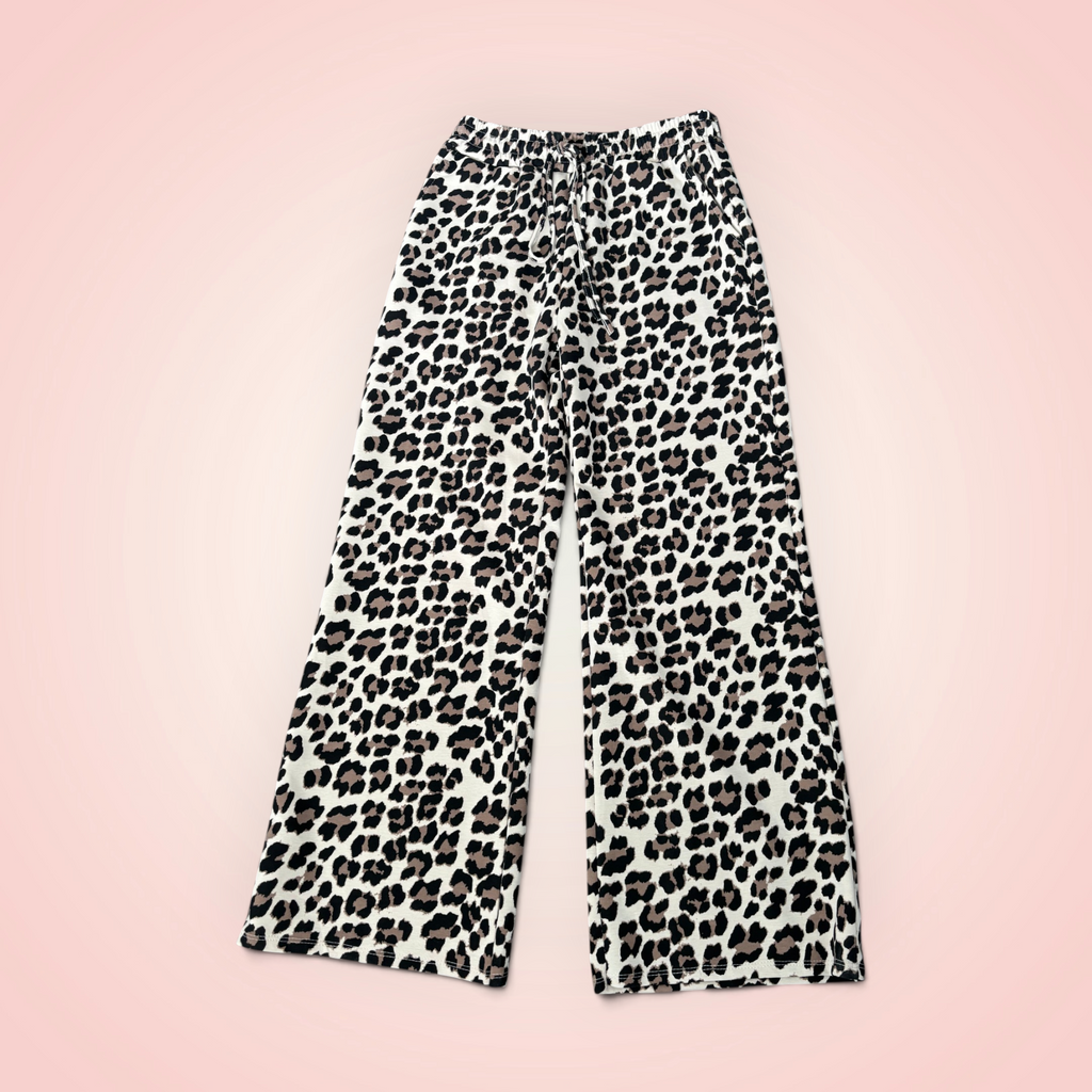 Broek leopard brede pijp