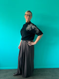 Broek brede pijpen met riem - bruin