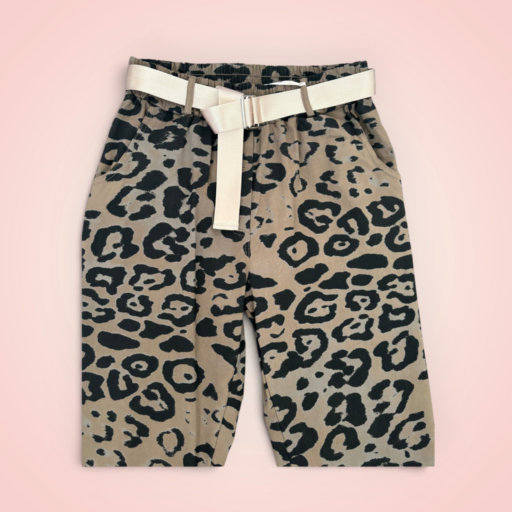 Broek leopard met riem - bruin