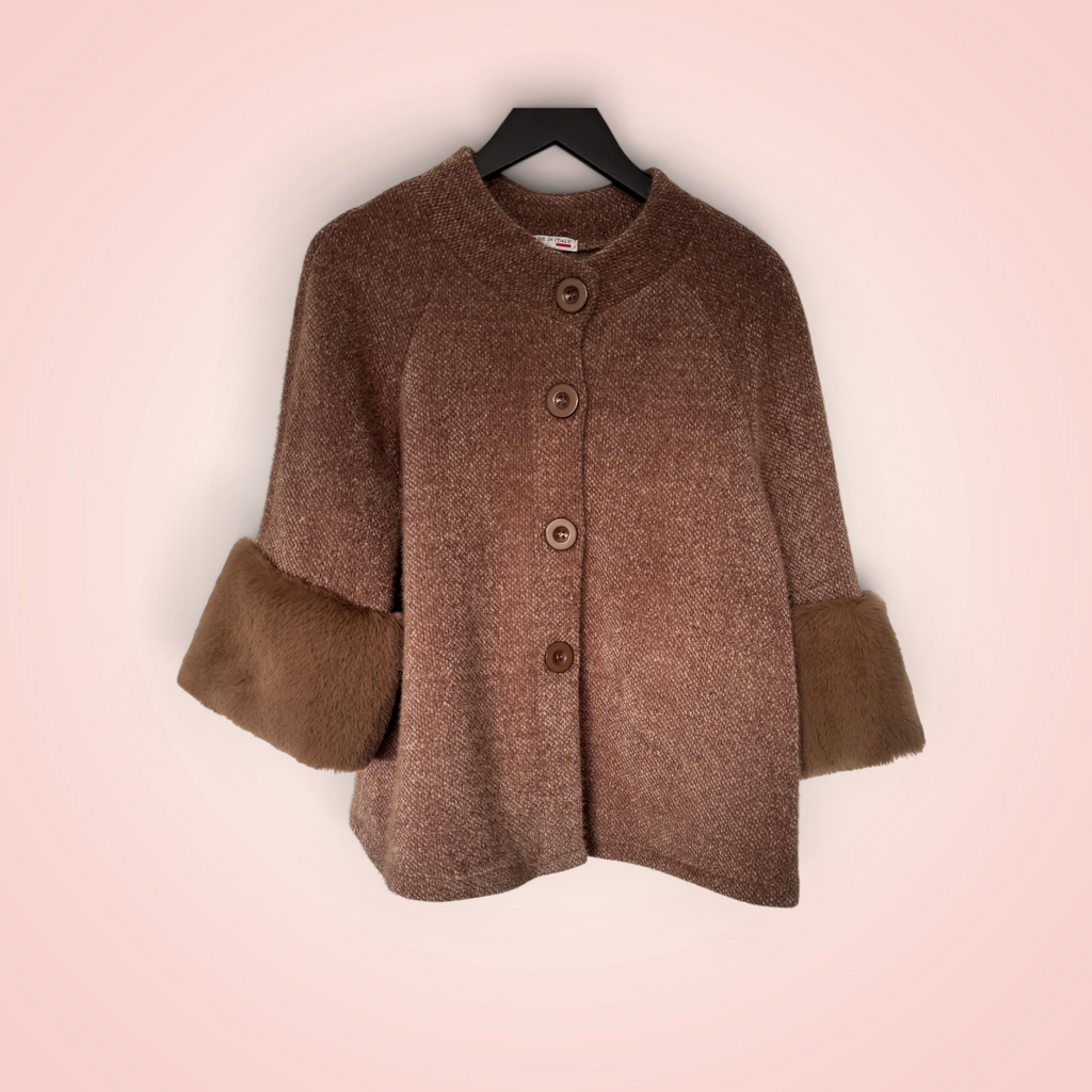 Cardigan faux fur - zand