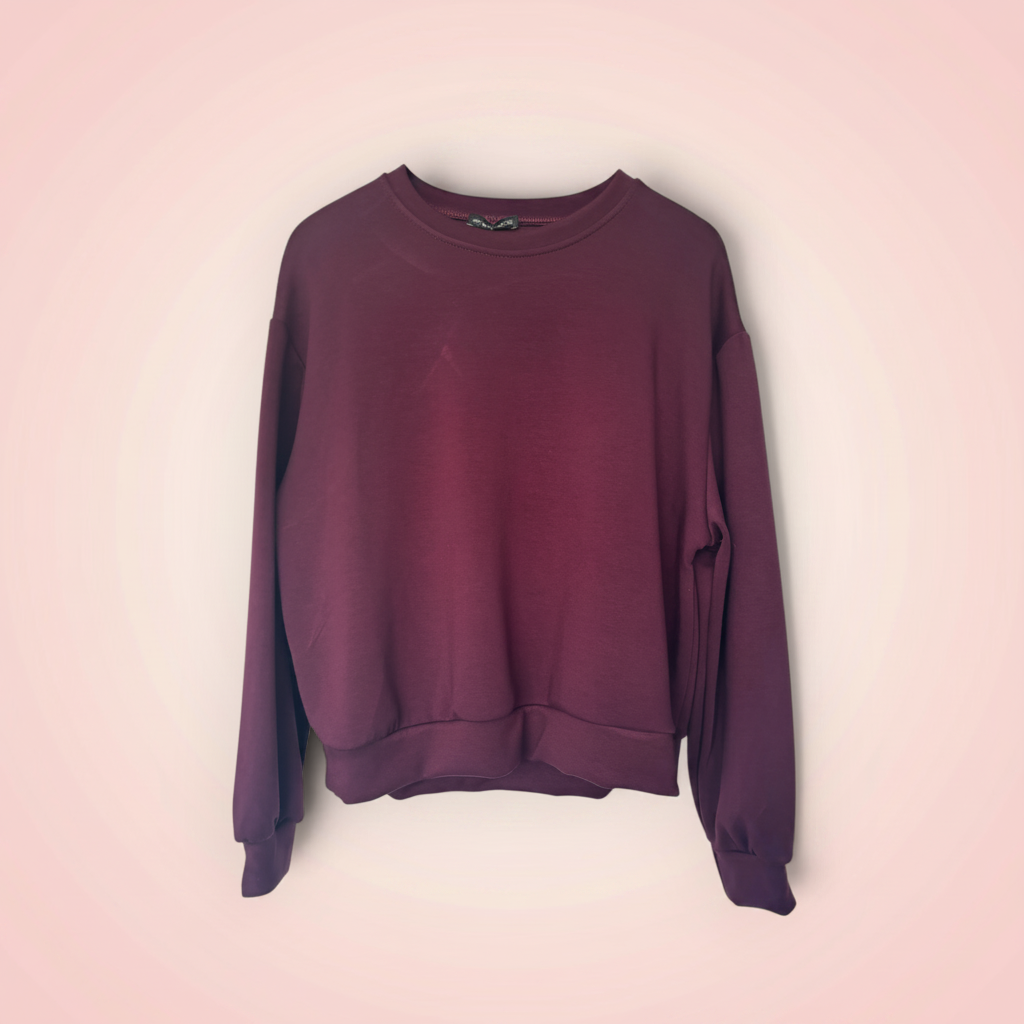 Sweater met open rug - bordeaux
