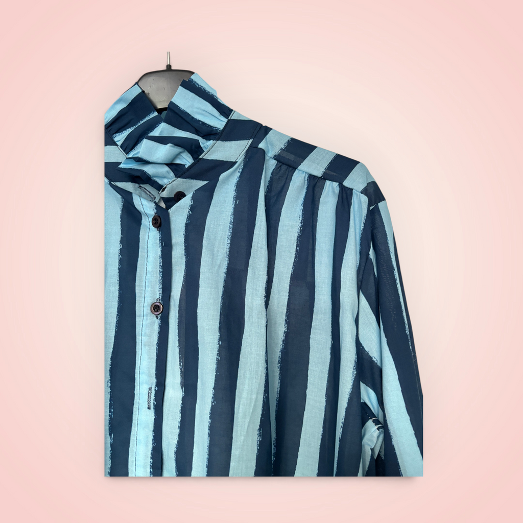 Hemd opstaande kraag - blauw