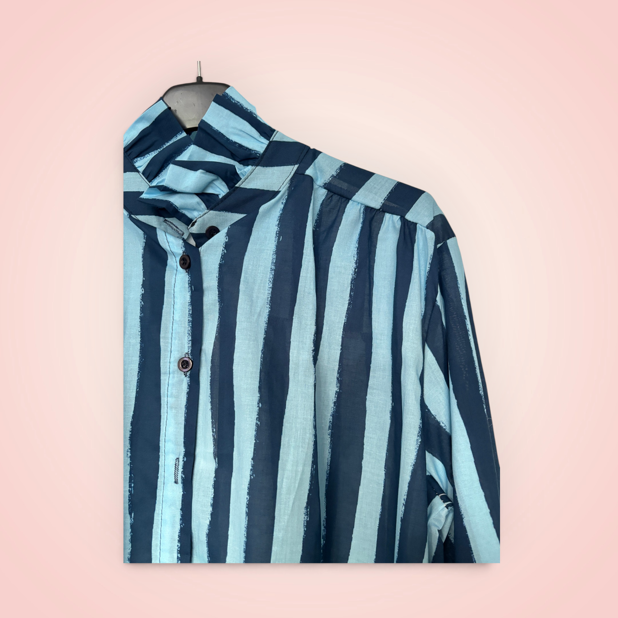 Hemd opstaande kraag - blauw