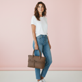 Handtas met riempjes - taupe