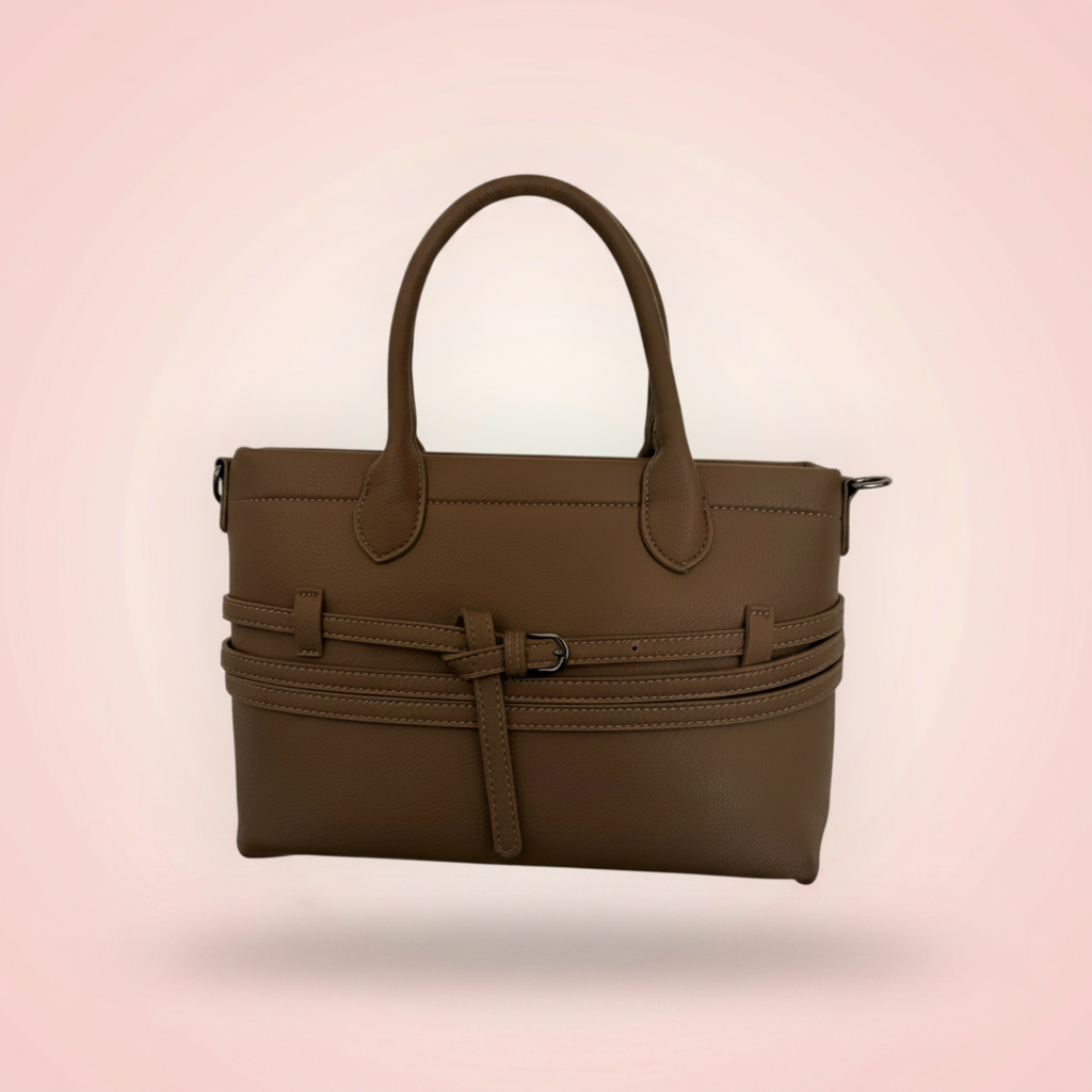 Handtas met riempjes - taupe