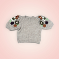Trui korte mouw met bloemen - zand