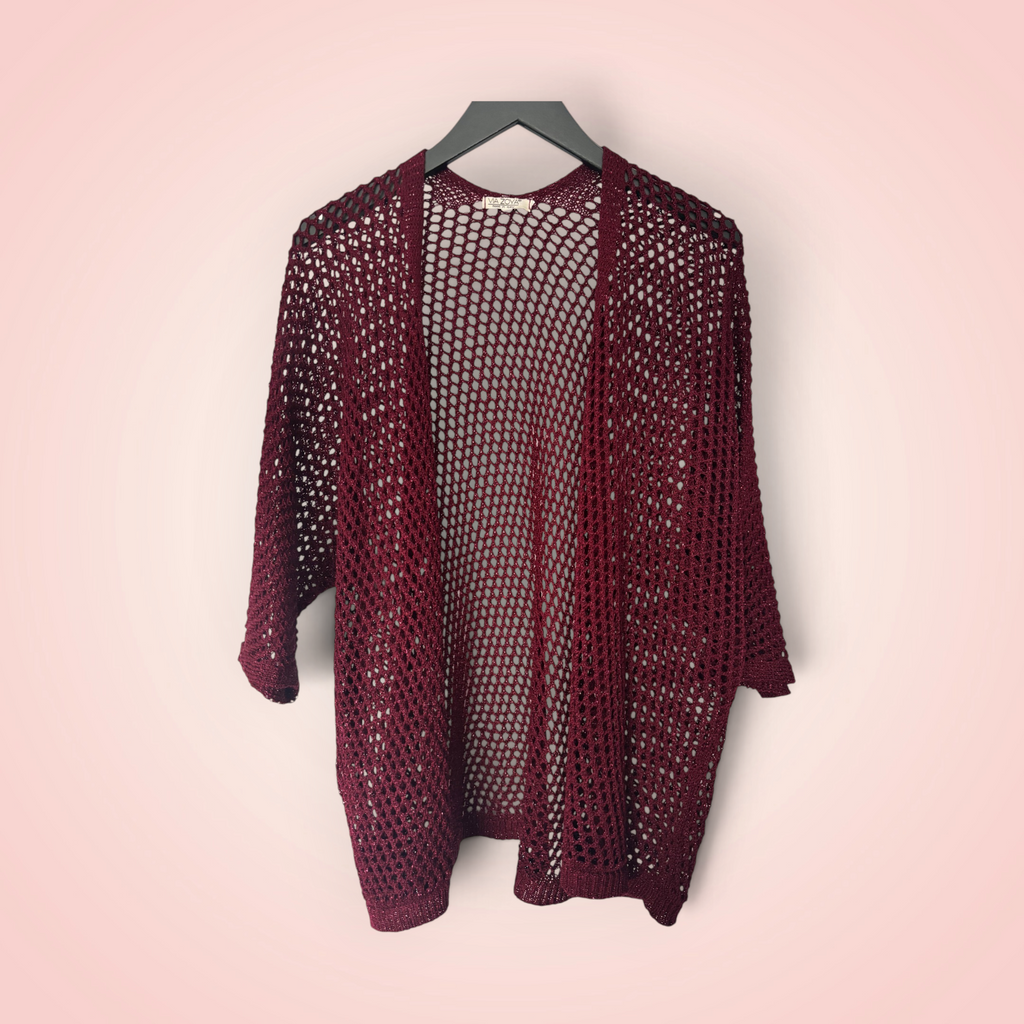 Cardigan gehaakt glitter - bordeaux