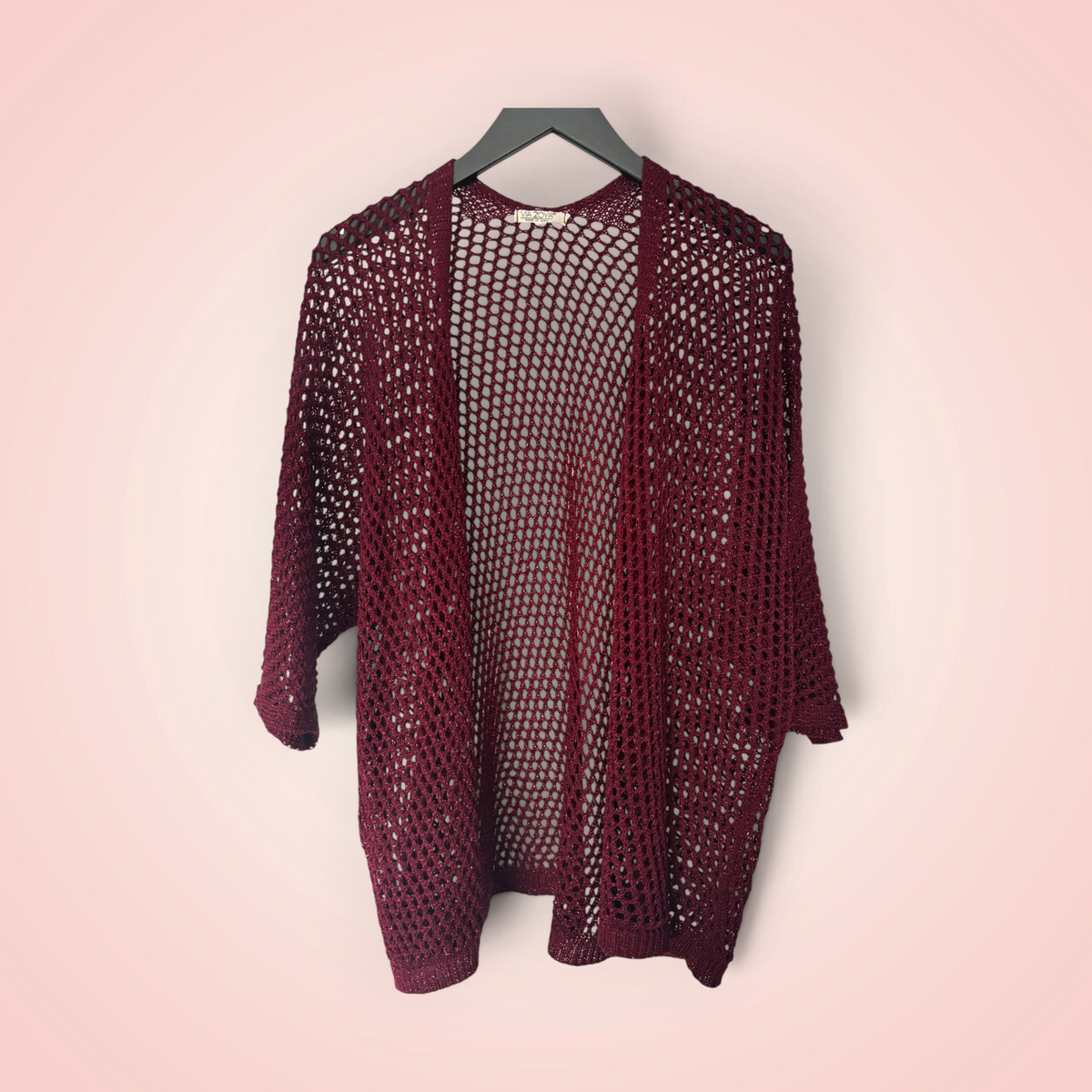 Cardigan gehaakt glitter - bordeaux