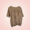 Trui korte mouw met glitterhart - creme