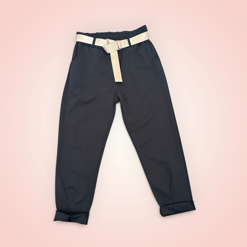 Broek effen riem - zwart