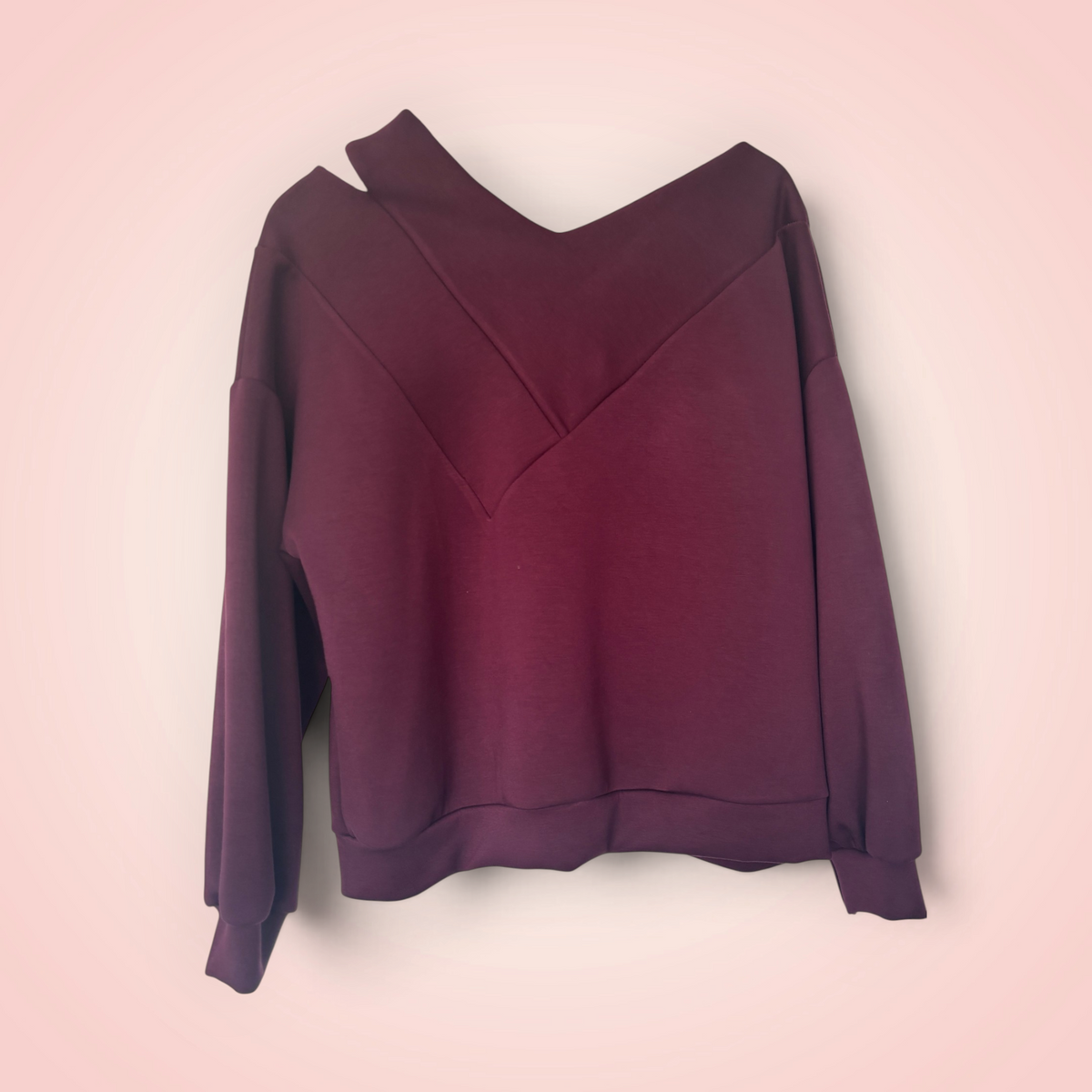 Sweater met open schouder - bordeaux