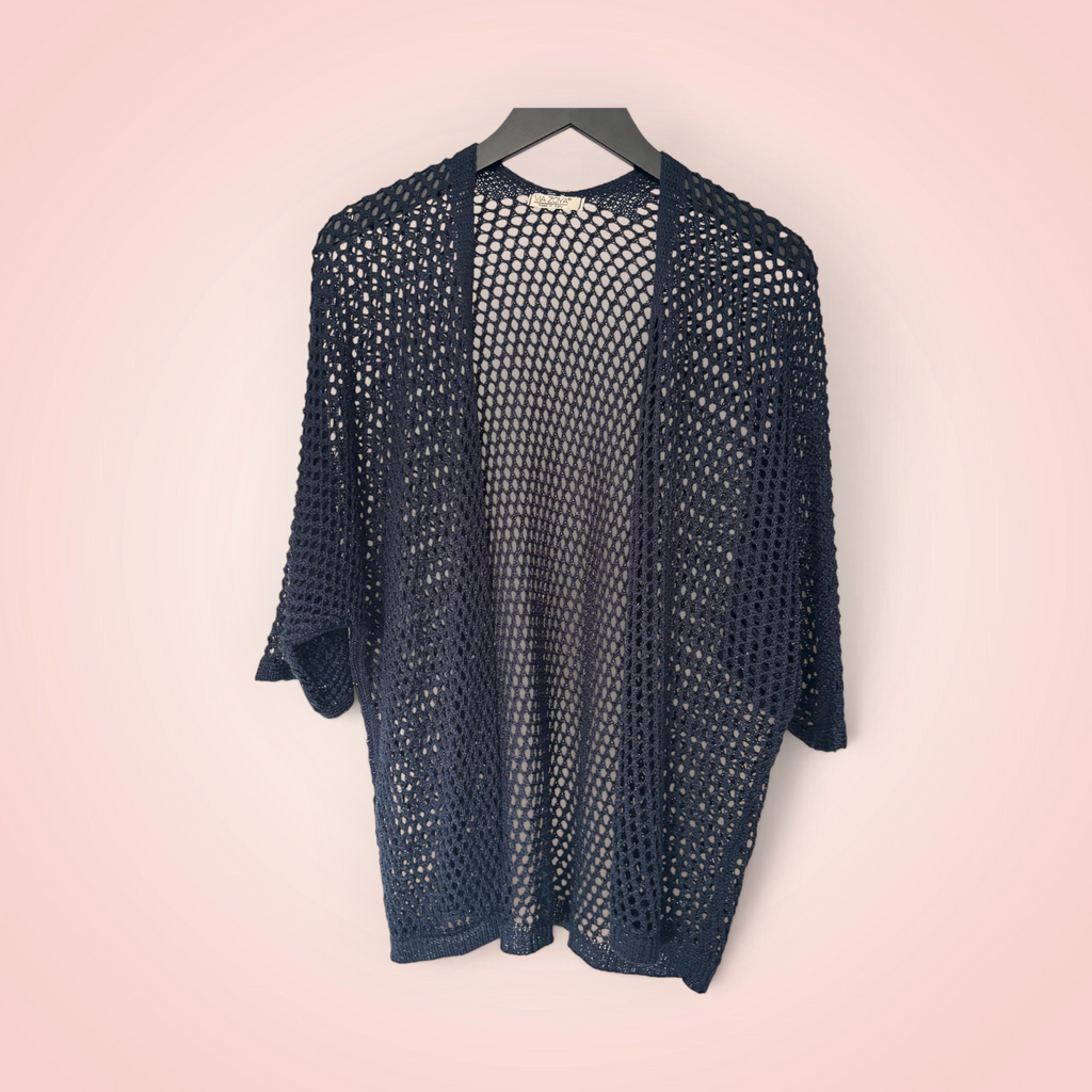 Cardigan gehaakt glitter - marineblauw