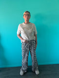 Trui korte mouw met glitterhart - creme