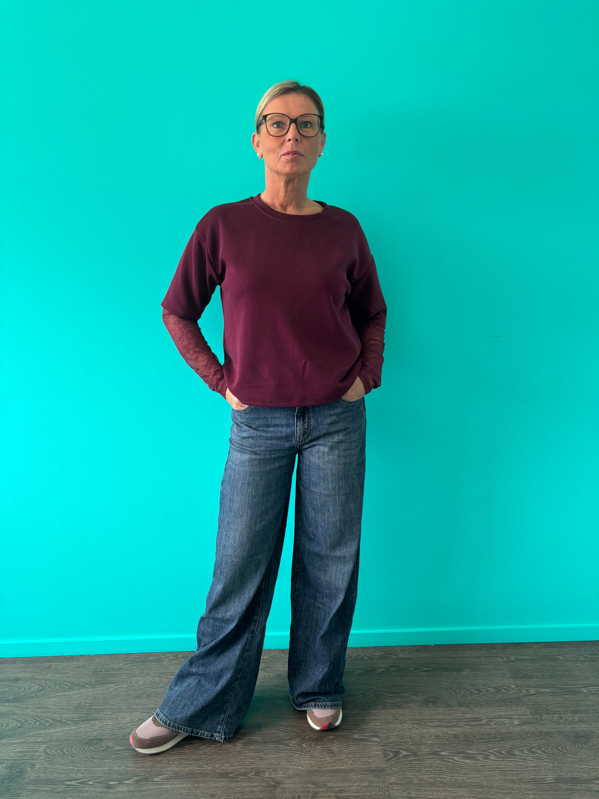 Jeans blauw brede pijp