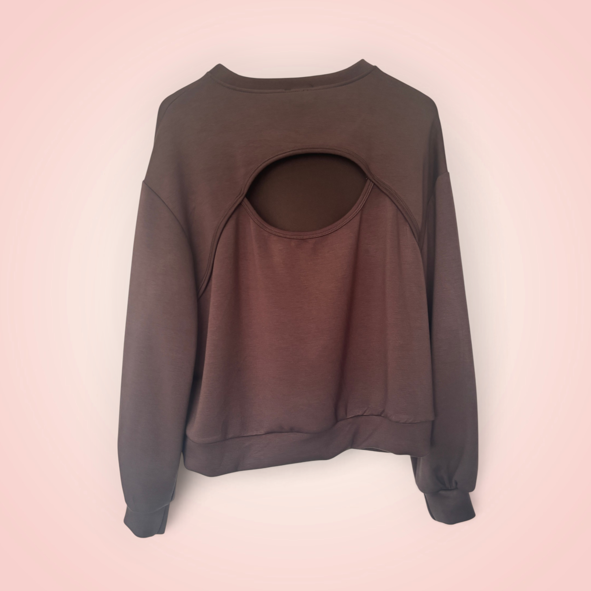 Sweater met open rug - bruin