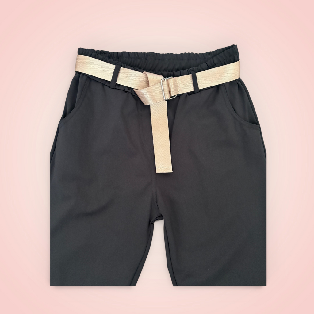 Broek effen riem - zwart