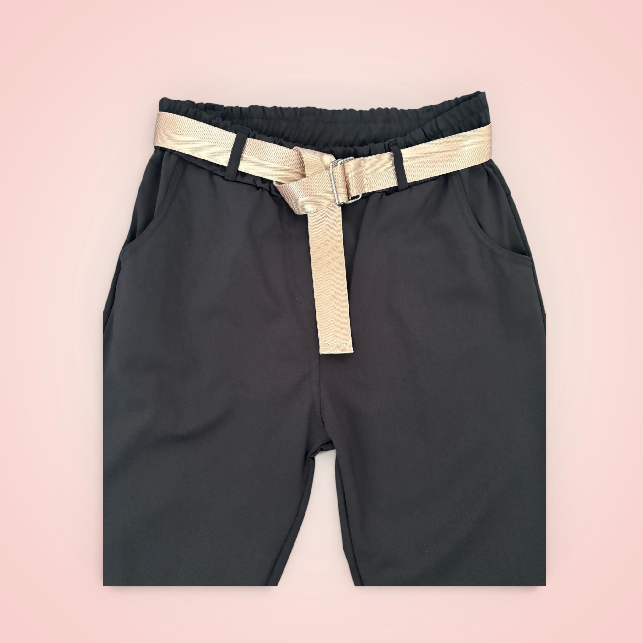 Broek effen riem - zwart