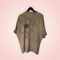 Trui korte mouw met bloem en glitter - zand