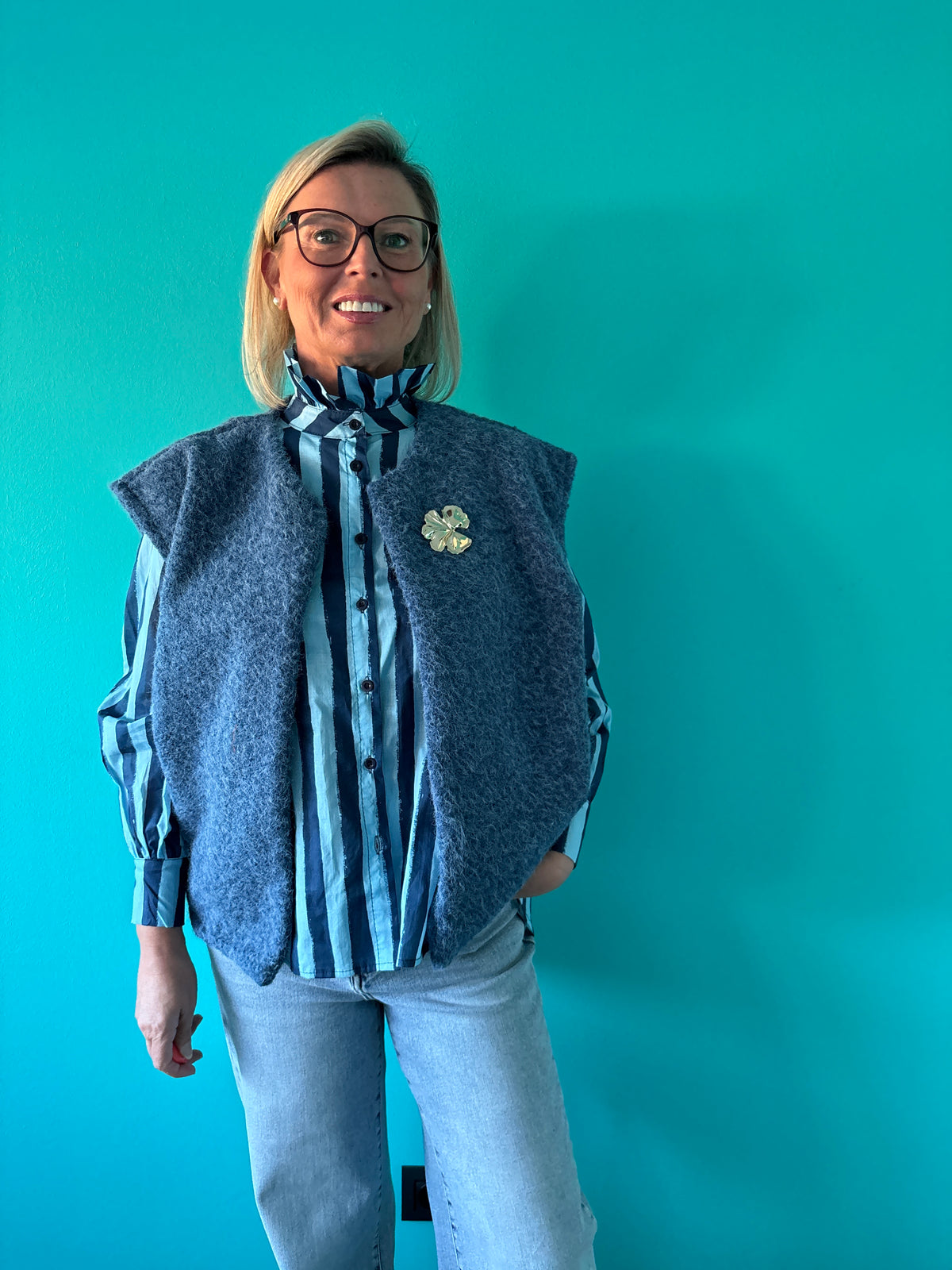 Bodywarmer effen - blauw