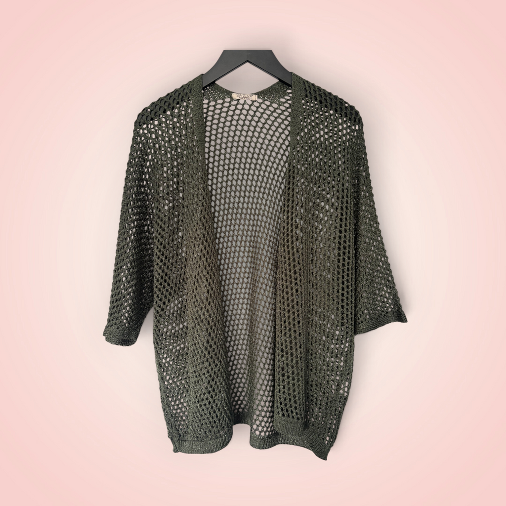 Cardigan gehaakt glitter - kaki