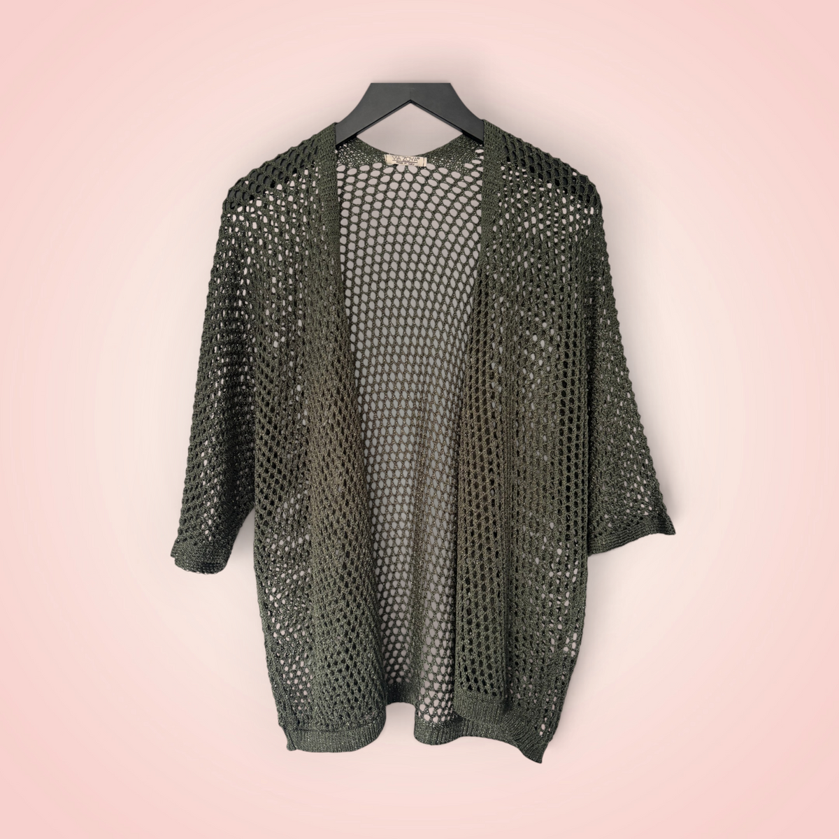 Cardigan gehaakt glitter - kaki