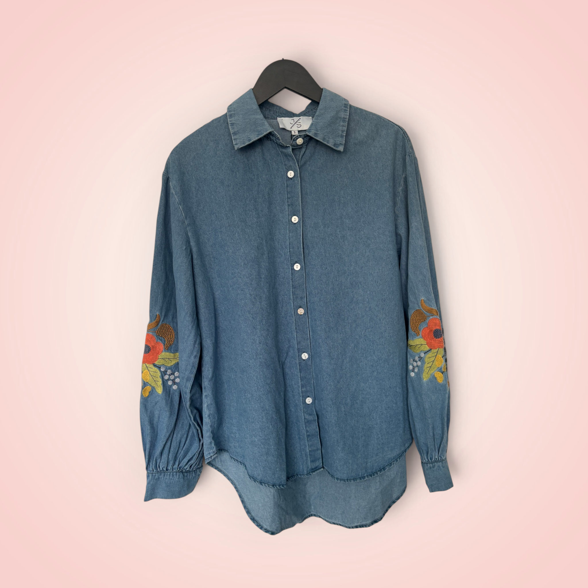 Hemd jeans lange mouwen met bloem