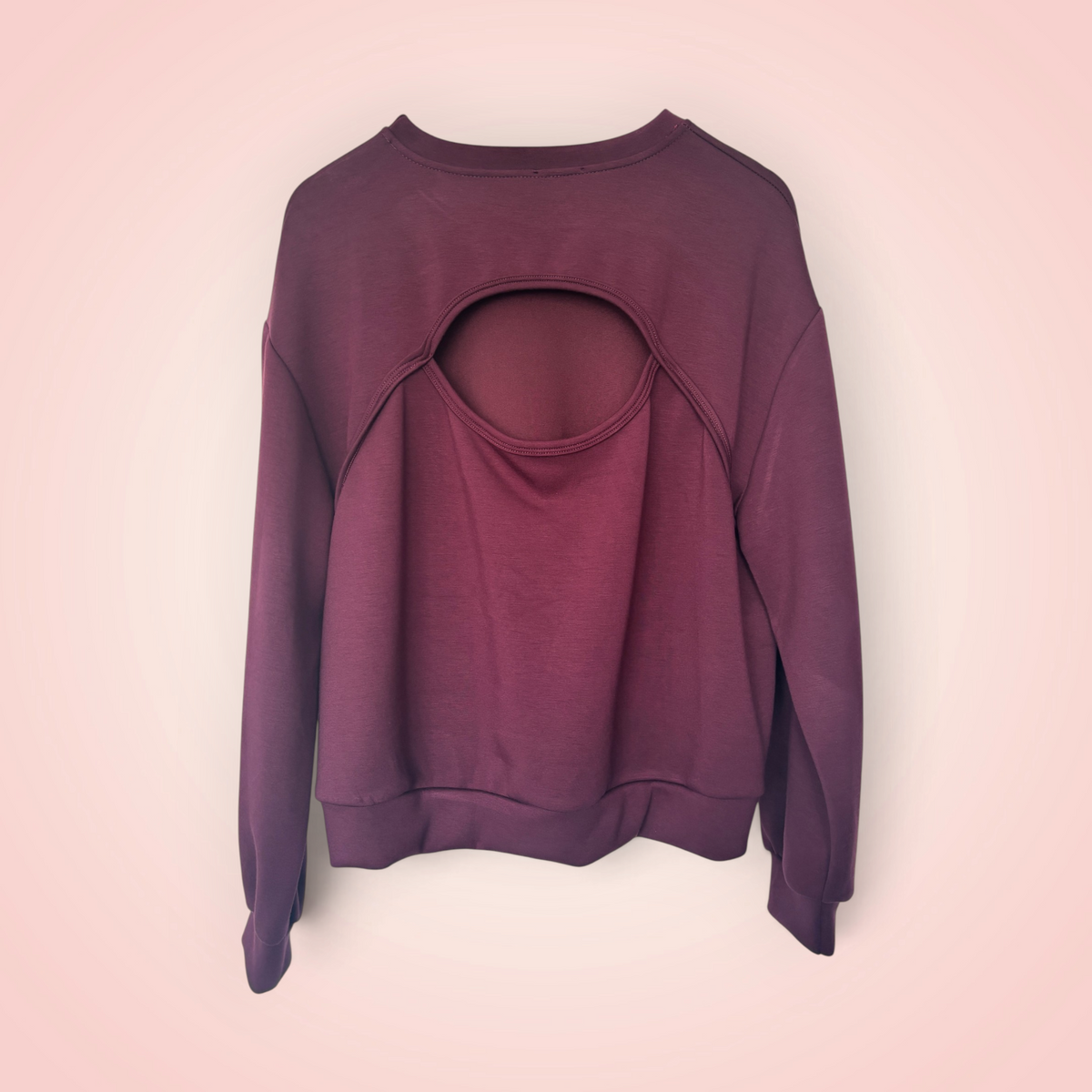 Sweater met open rug - bordeaux