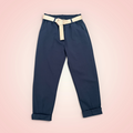 Broek effen riem - donkerblauw