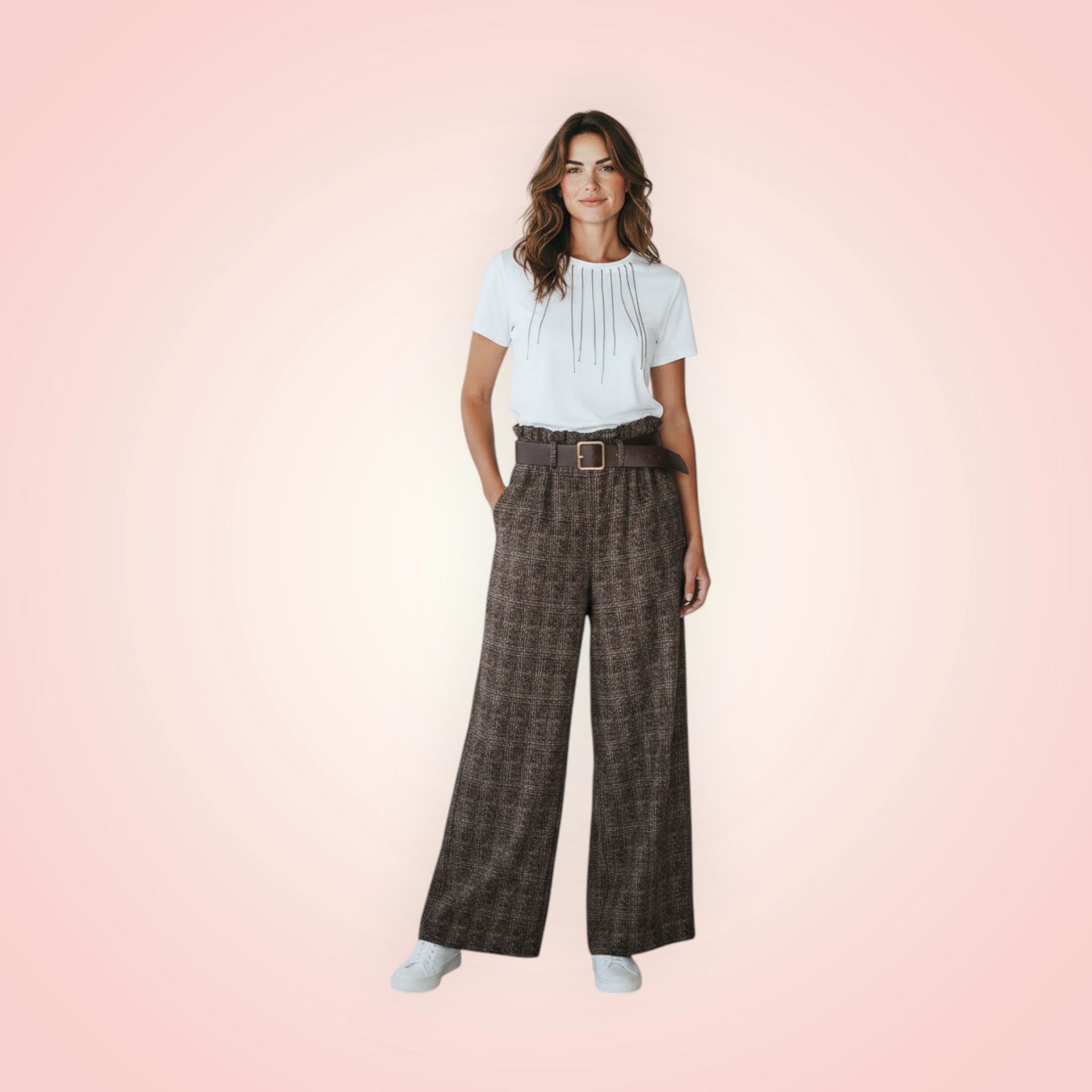 Broek brede pijp dikker stof - bruin
